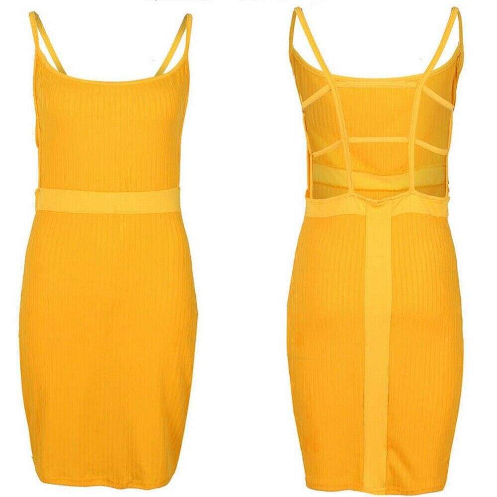 Summer Bandage Bodycon Strappy Dress Ladies Summer Boho Backless Stretchy Package Hip Slim Sundress