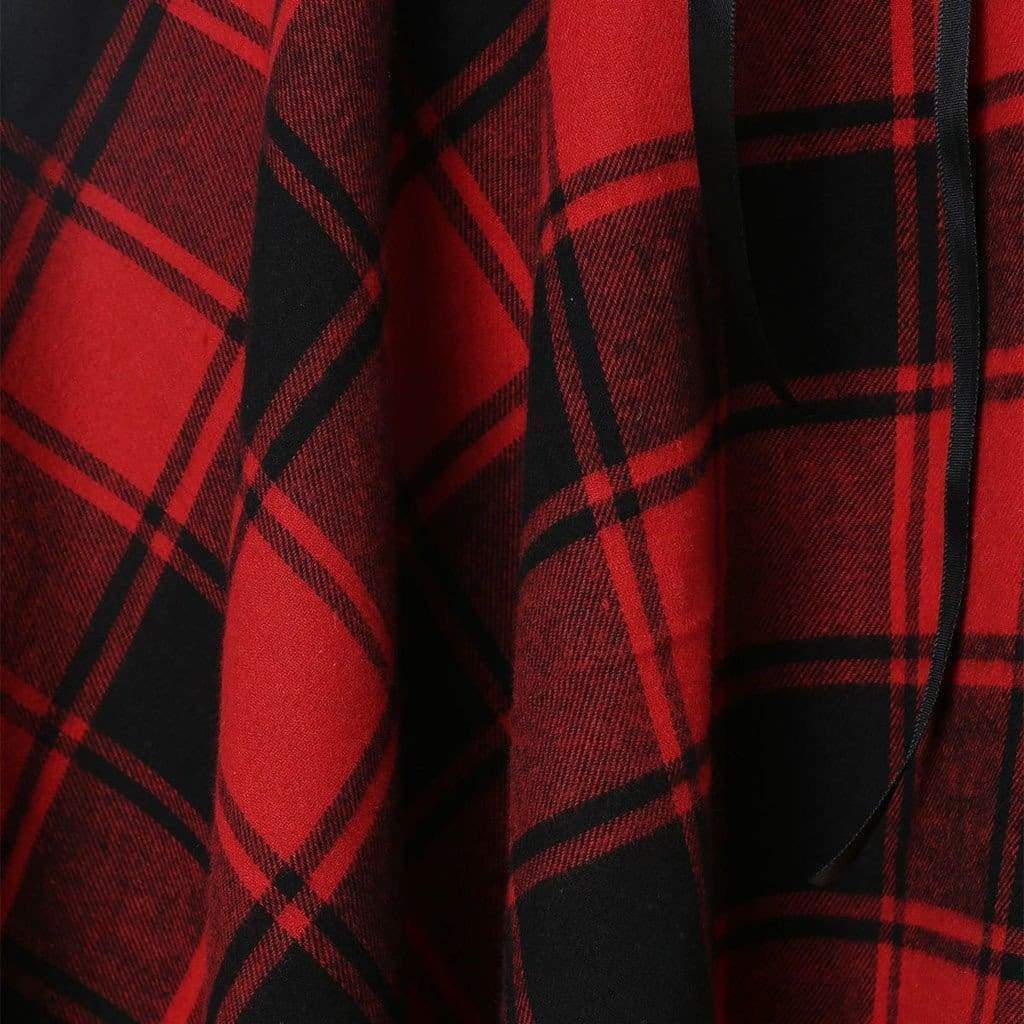 Sleeveless Cold Shoulder Cross Lace Up Plaid Asymmetrical Dress