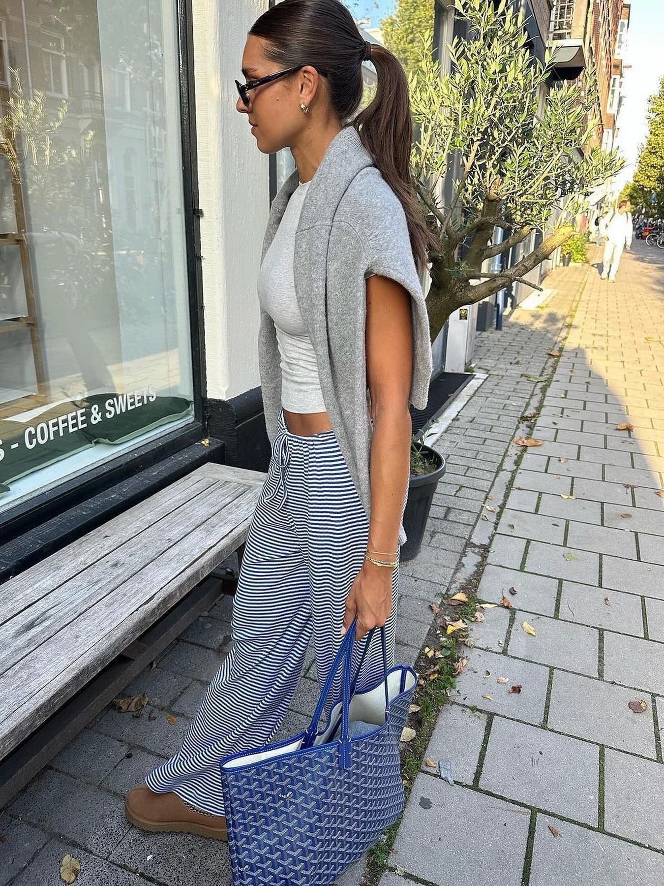 Blue Striped Pants