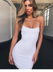 Summer Dress Spaghetti Strap Bodycon Mini Beach Sundress