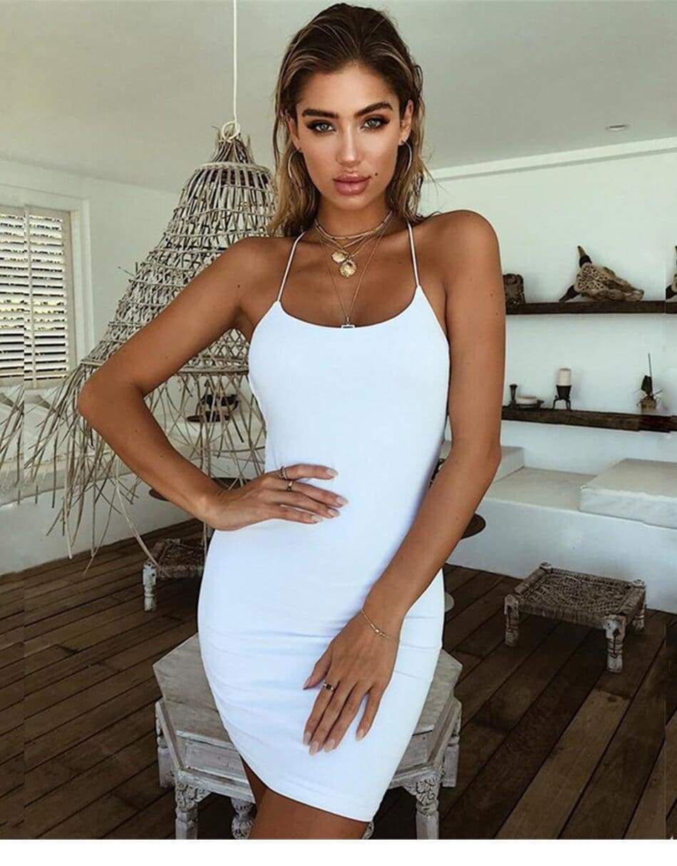 Summer Dress Spaghetti Strap Bodycon Mini Beach Sundress
