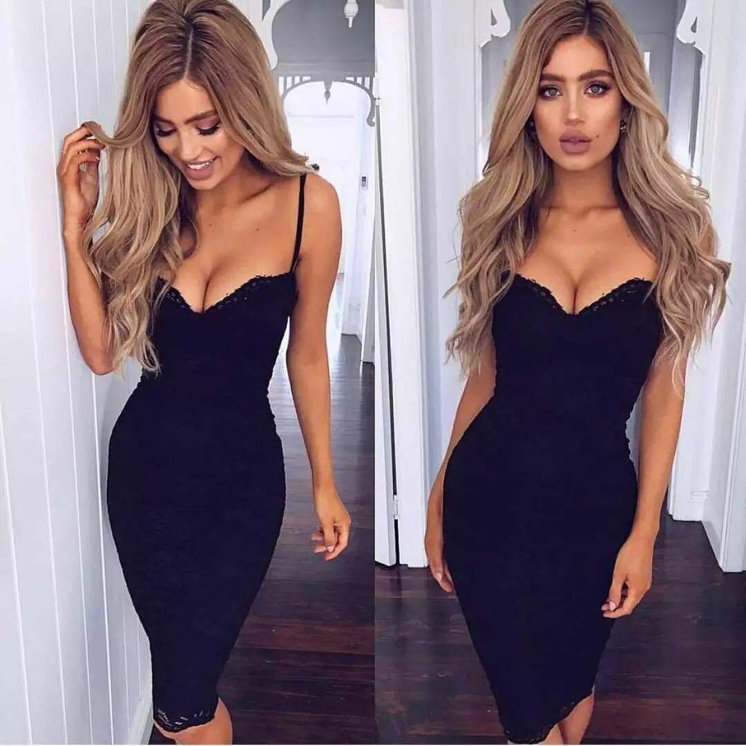 Summer Lace Elegant Party Bodycon Dress Ladies V-Neck Spaghetti Strap Knee-Length WomenFormal Dress