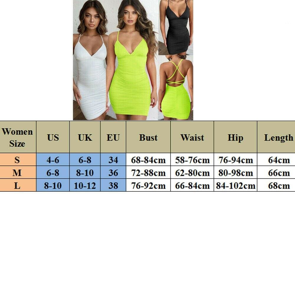 V Neck Bandage Club Dress Ladies Bodycon Backless Strappy Cocktail Party Dress Summer Casual Beach Sundress