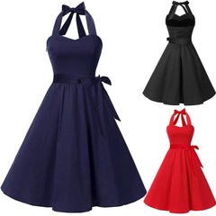 Vintage Halter Sleeveless Dresses Party Night Dress
