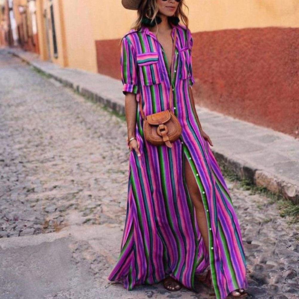WomenBoho Beach Summer Holiday Maxi Dress