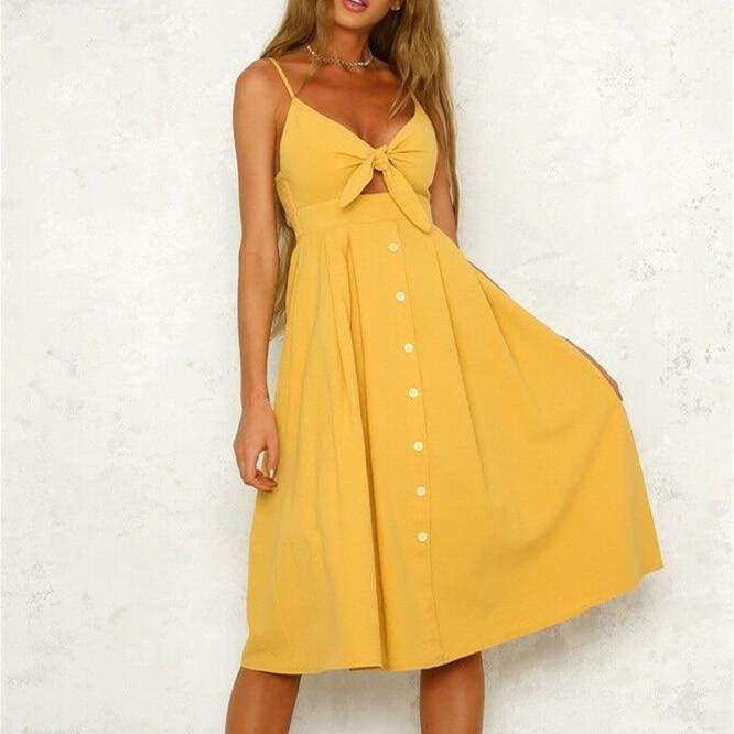 WomenBoho Beach Summer Robe Femme Single Breasted Elegant Dress
