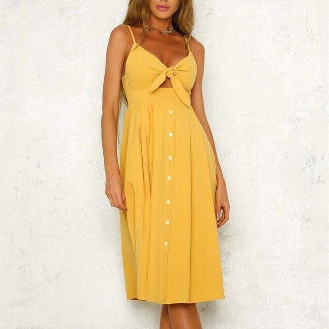 WomenBoho Beach Summer Robe Femme Single Breasted Elegant Dress