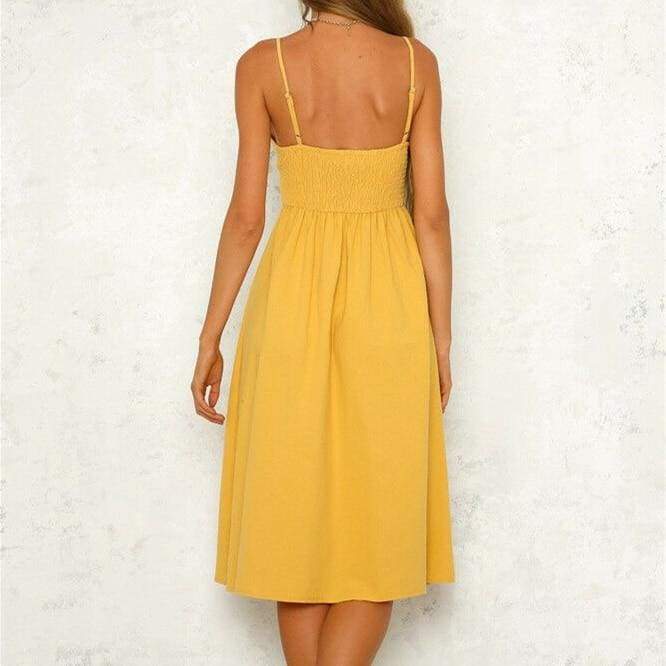 WomenBoho Beach Summer Robe Femme Single Breasted Elegant Dress