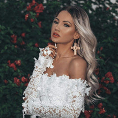 WomenElegant Lace Off Shoulder Floral Dress