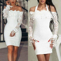 WomenElegant Lace Off Shoulder Floral Dress