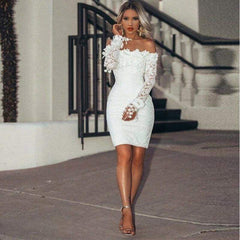 WomenElegant Lace Off Shoulder Floral Dress