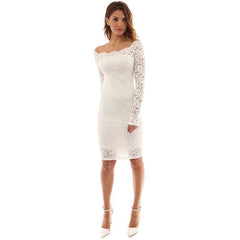 WomenOff Shoulder Party Lace Hollow Out Mini Bodycon Dress