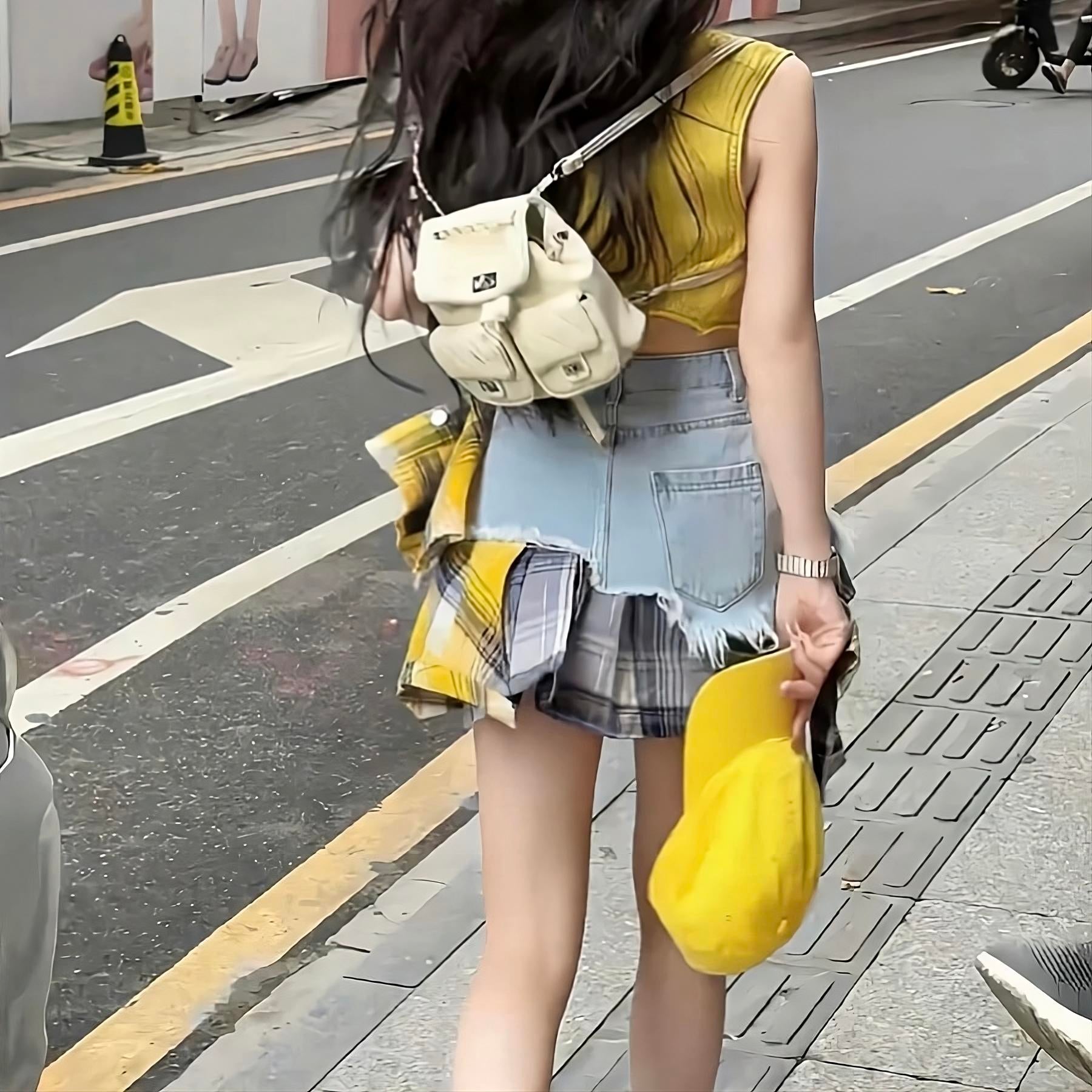 Asymmetrical Y2K Denim Skirt