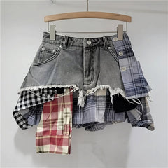 Asymmetrical Y2K Denim Skirt