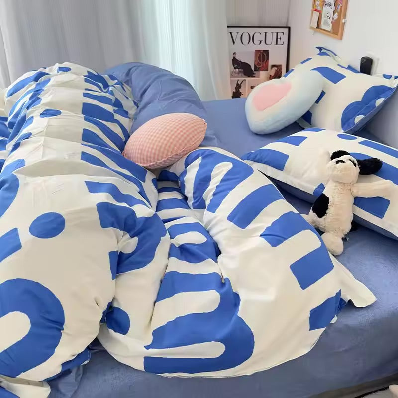 Bold Blue Letter Bedding Set