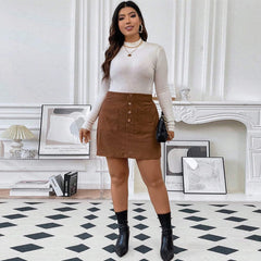 PLUS SIZE Kamryn Corduroy Mini Skirt