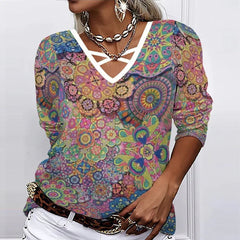 Colorful Geometric Print Blouse