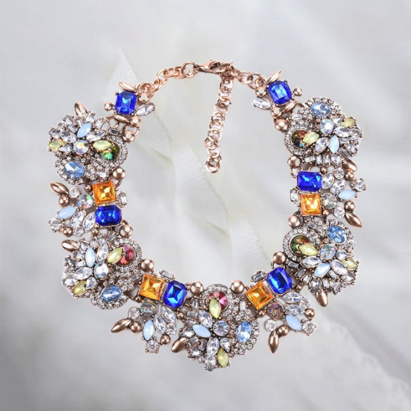 Bohemian Crystal Floral Necklace