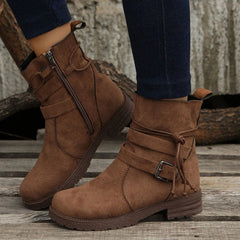 Vintage Buckle Ankle Boots