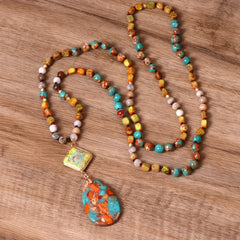 Bohemian Beaded Pendant Necklace