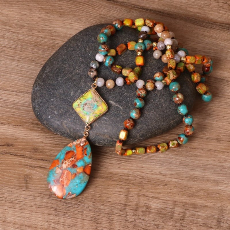 Bohemian Beaded Pendant Necklace