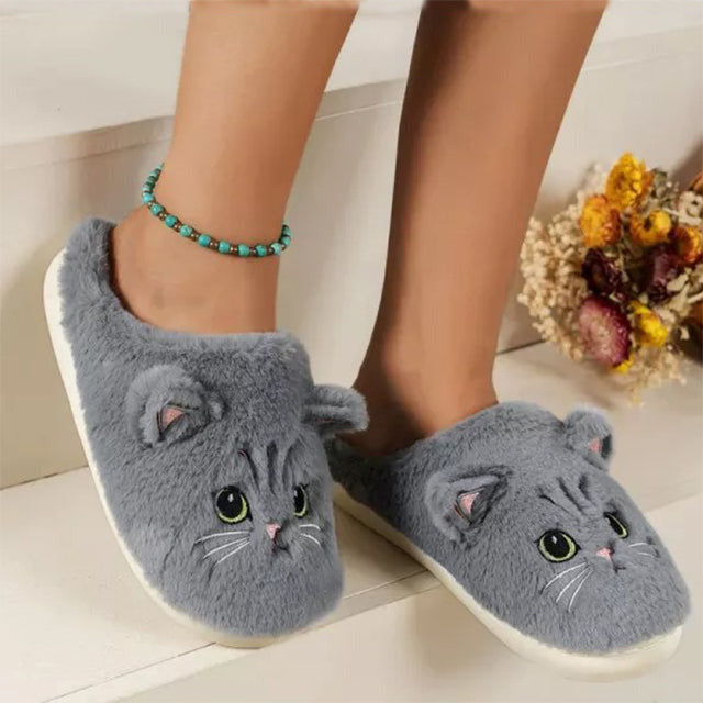 Warm Plush Cat Slippers