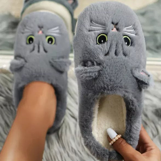 Warm Plush Cat Slippers