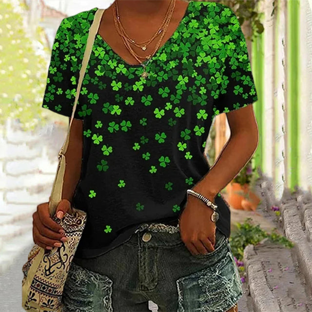 Clover Print Casual T-Shirt