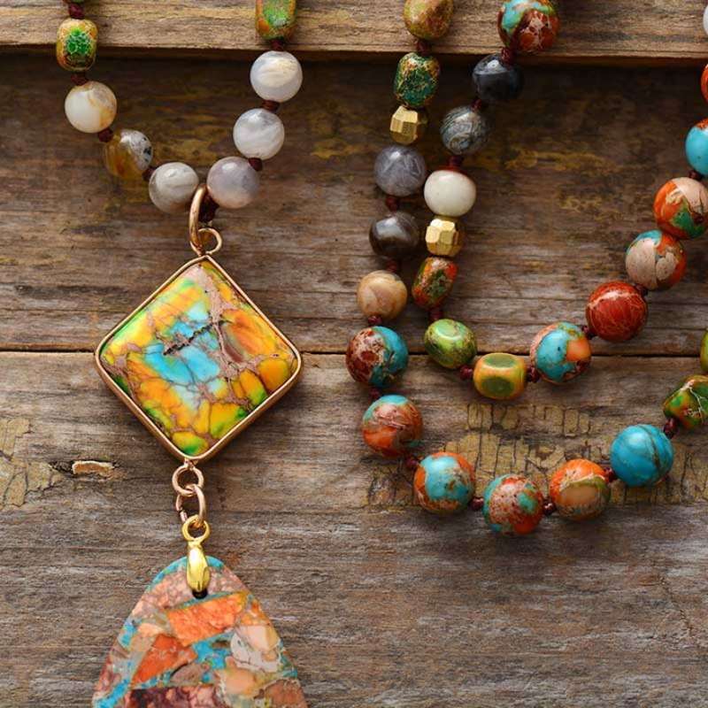 Bohemian Beaded Pendant Necklace