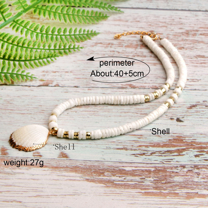 Shell Pendant Beaded Necklace