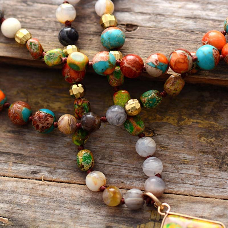 Bohemian Beaded Pendant Necklace