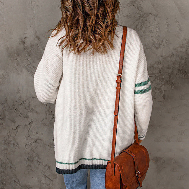 Casual Striped Knitted Cardigan