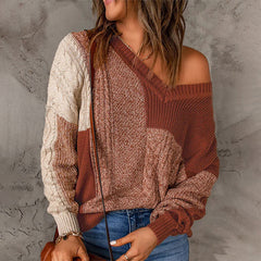 Casual Patchwork Knit Sweater