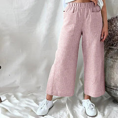 【Cotton And Linen】Casual Striped Trousers