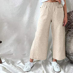 【Cotton And Linen】Casual Striped Trousers