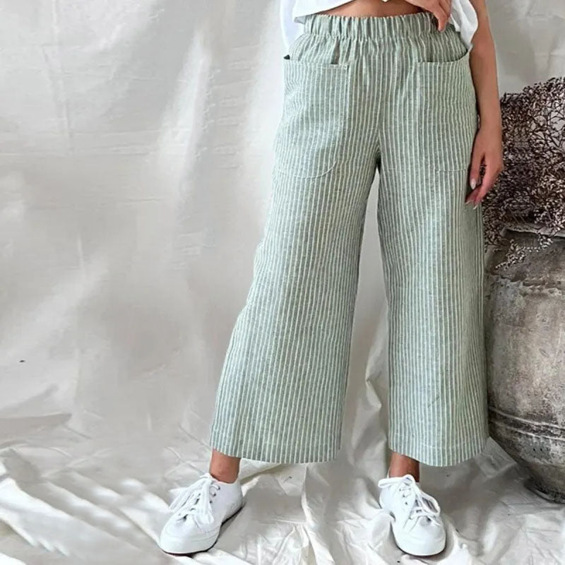 【Cotton And Linen】Casual Striped Trousers