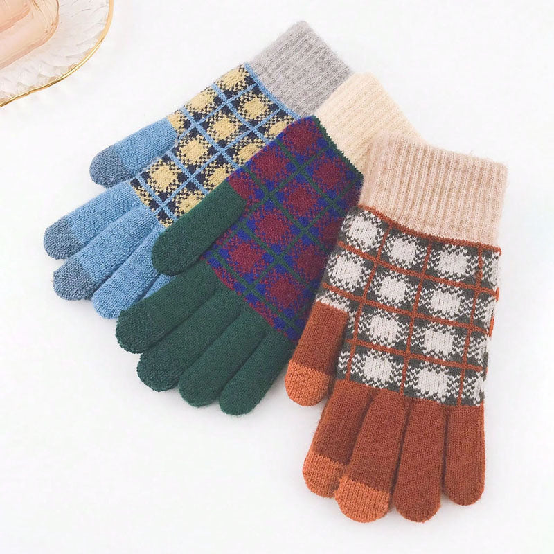 Vintage Plaid Warm Gloves