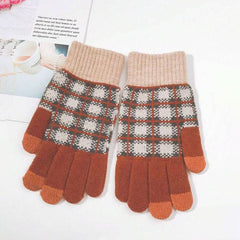 Vintage Plaid Warm Gloves