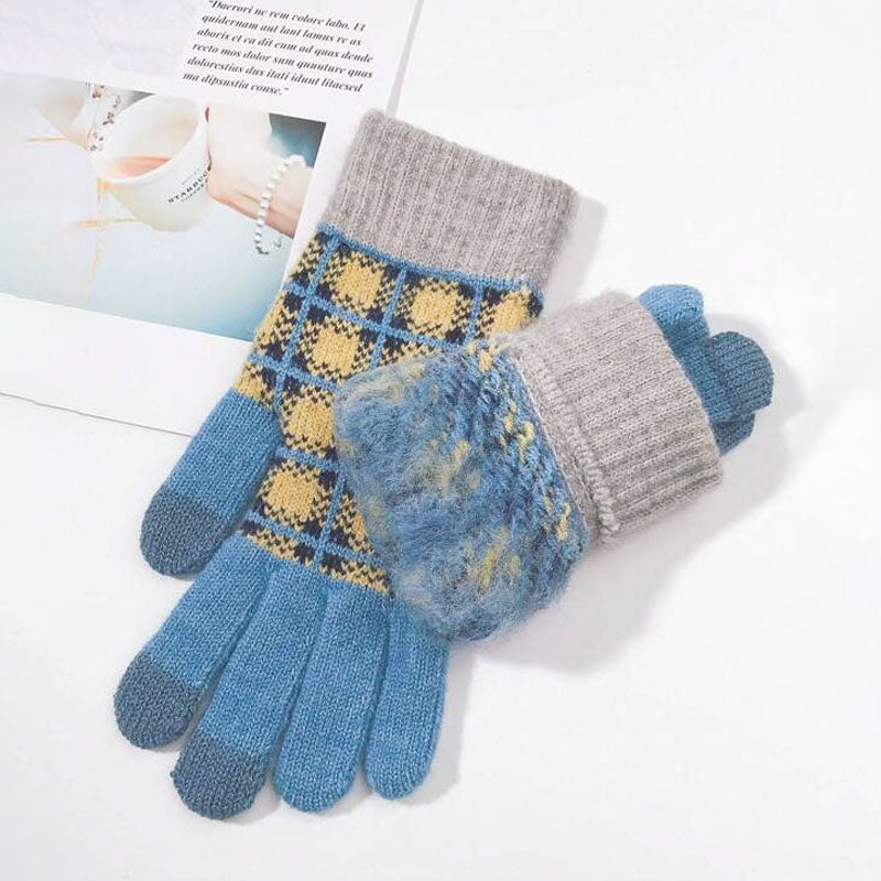 Vintage Plaid Warm Gloves