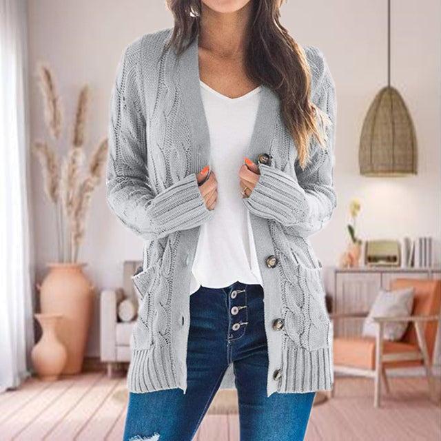 Casual Solid Color Knitted Cardigan