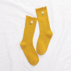 Floral Embroidered Casual Socks