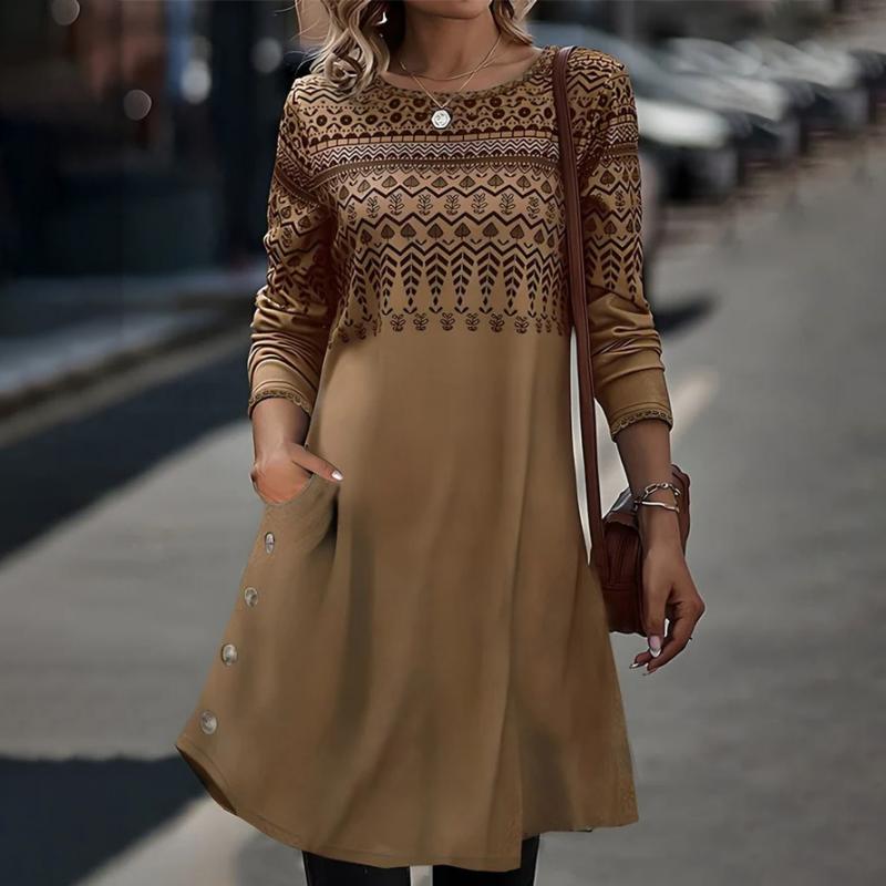 Vintage Ethnic Print Dress