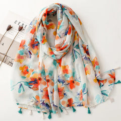 Casual Floral Print Scarf