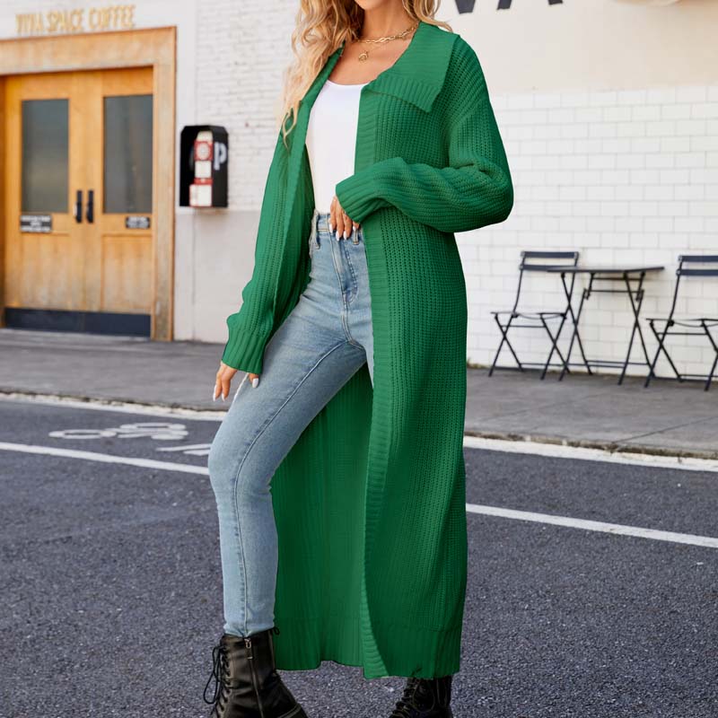 Casual Solid Colour Long Cardigan