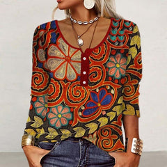 Vintage Ethnic Print Blouse