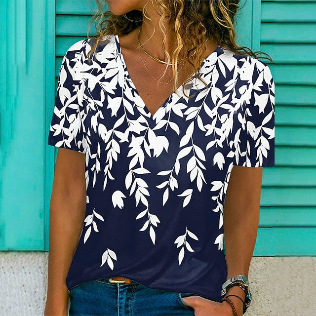 Leaf Print Casual T-Shirt