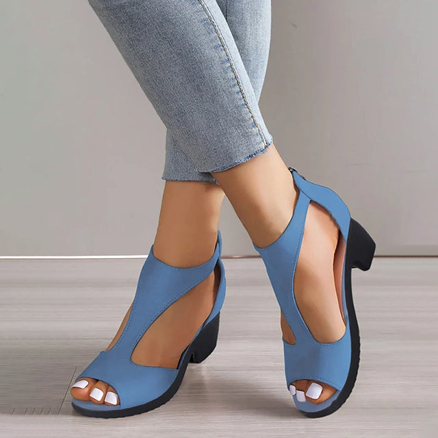 Peep Toe Chunky Heel Sandals