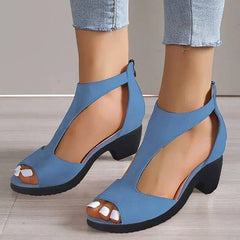 Peep Toe Chunky Heel Sandals