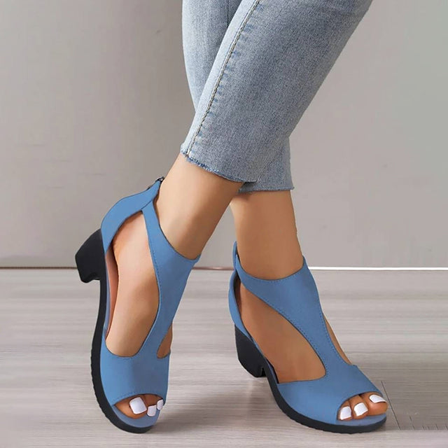 Peep Toe Chunky Heel Sandals