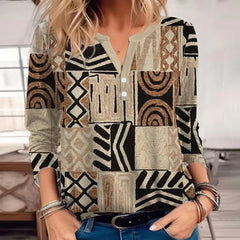 Vintage Abstract Print Blouse